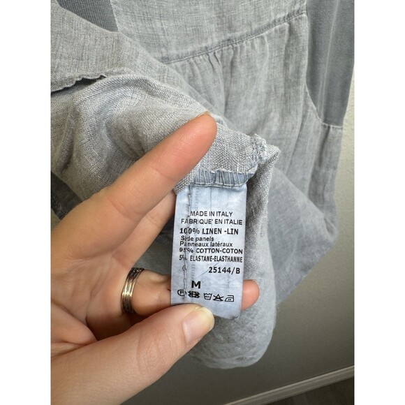 Blue Orchid Mini Dress Women Size M Blue 100% Linen Sleeveless Casual Italy - Picture 5 of 5